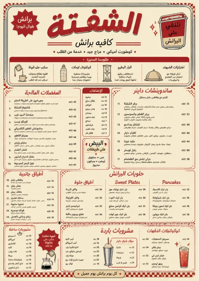 Diner Comfort brunch-menu menu template preview