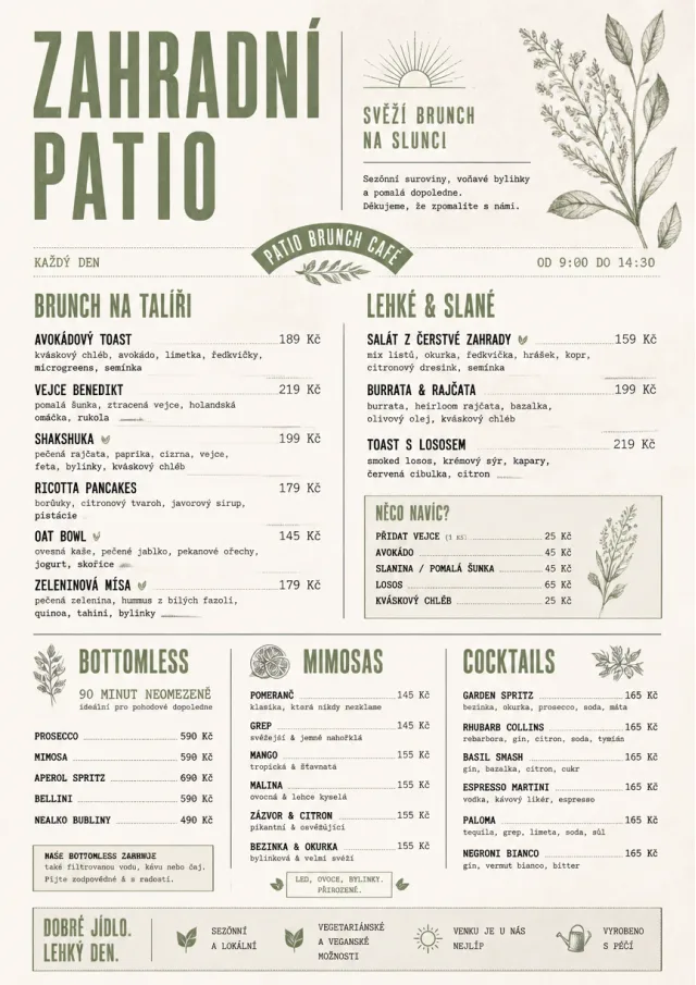 Garden Patio Day brunch-menu menu template preview