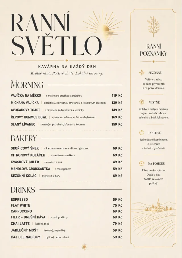 Sunrise Short Carte brunch-menu menu template preview
