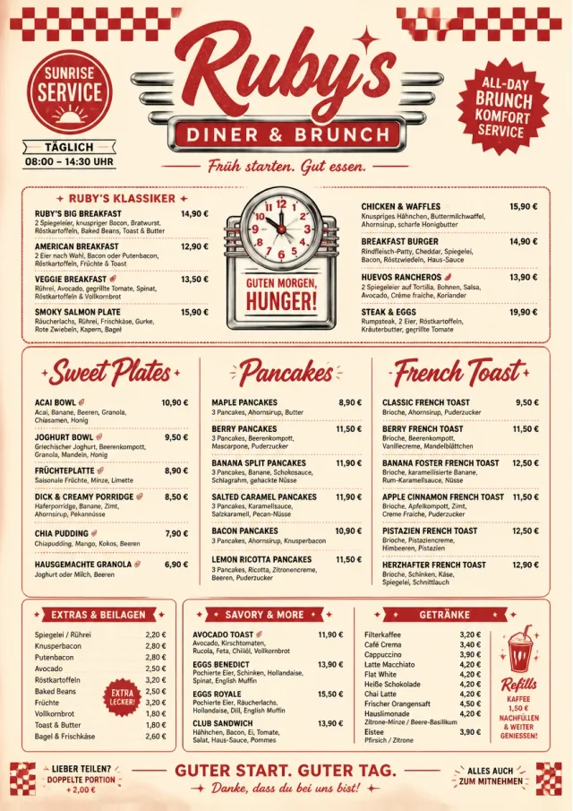 Diner Comfort brunch-menu menu template preview