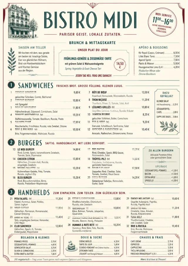 Bistro Midi brunch-menu menu template preview