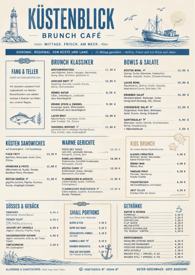 Coastal Midday brunch-menu menu template preview