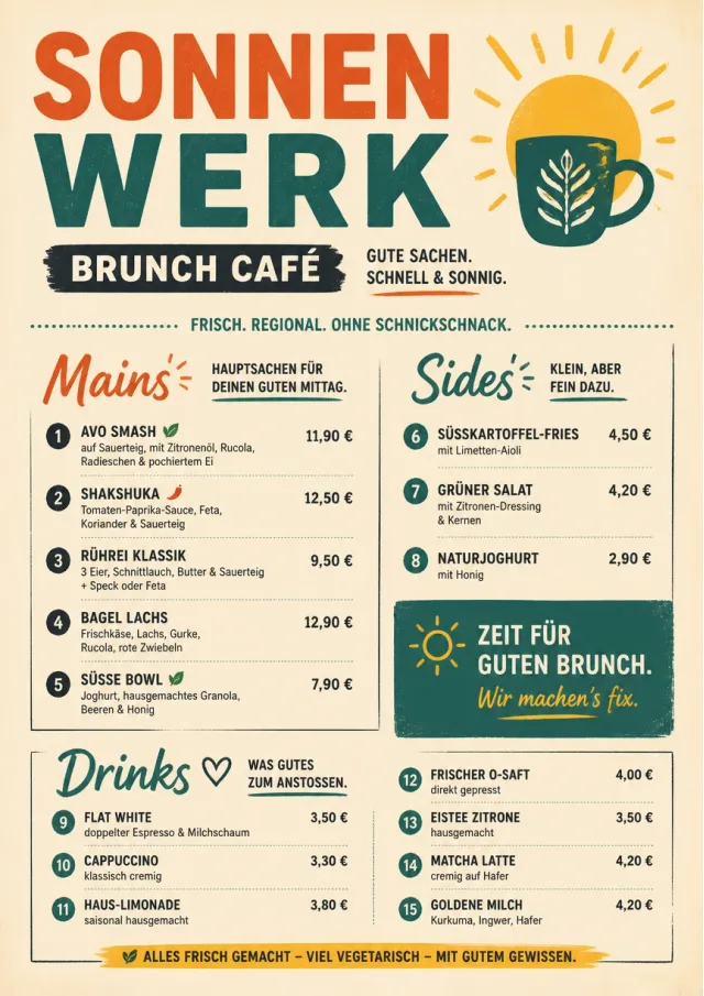 Counter Quick Board brunch-menu menu template preview