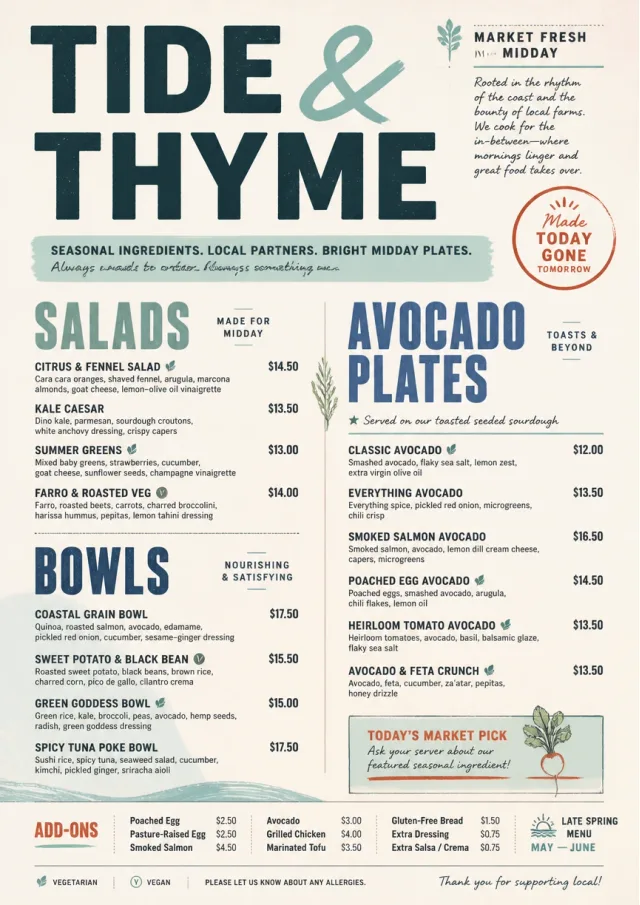 Market Fresh Midday brunch-menu menu template preview