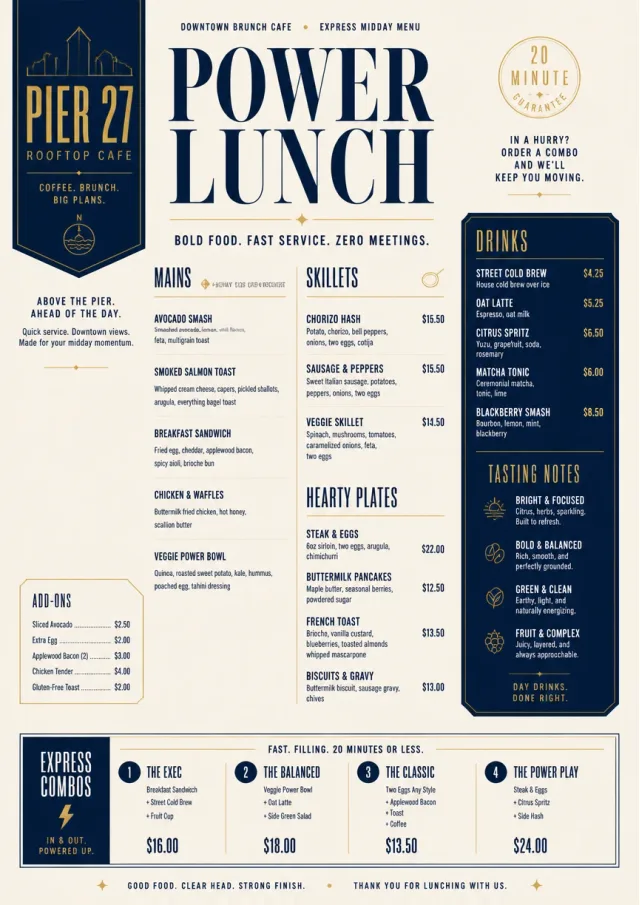 Power Lunch brunch-menu menu template preview