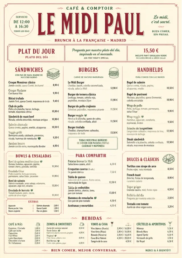 Bistro Midi brunch-menu menu template preview