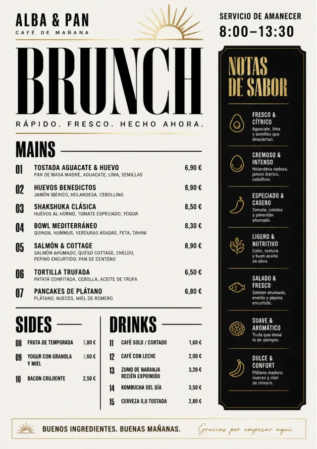 Counter Quick Board brunch-menu menu template preview