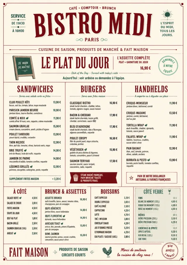 Bistro Midi brunch-menu menu template preview