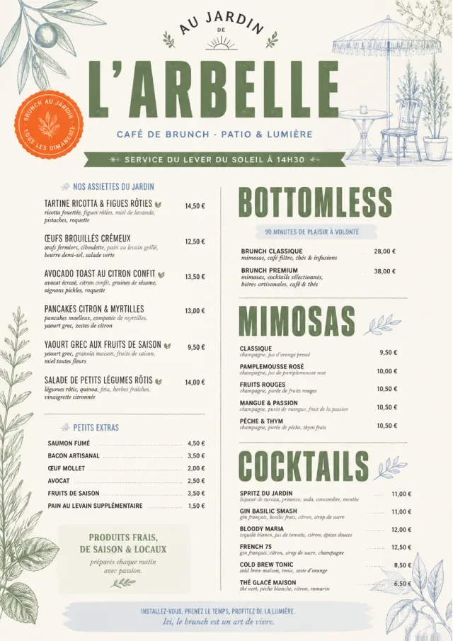 Garden Patio Day brunch-menu menu template preview