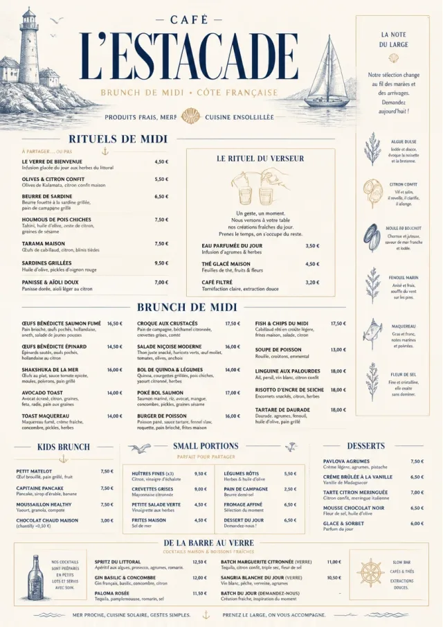 Coastal Midday brunch-menu menu template preview