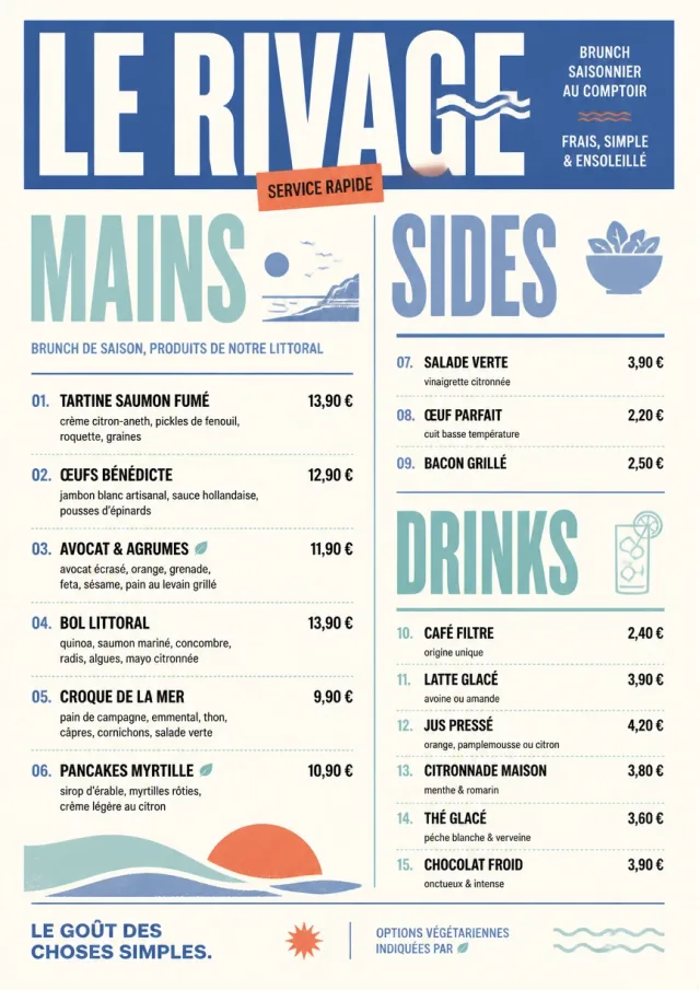 Counter Quick Board brunch-menu menu template preview