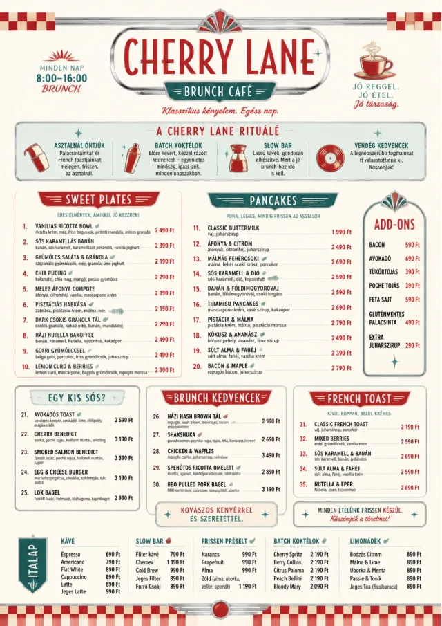 Diner Comfort brunch-menu menu template preview