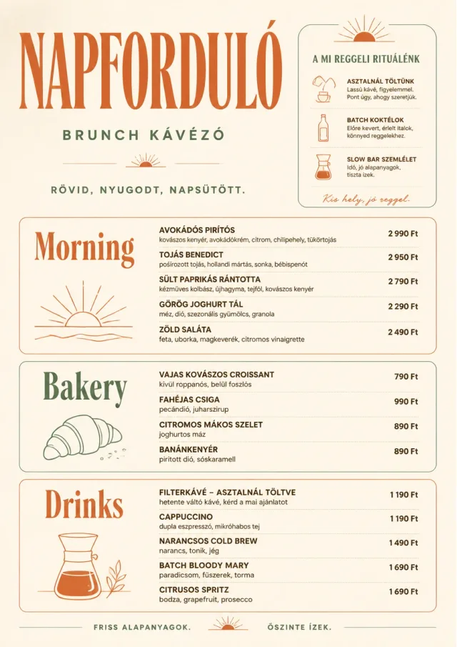 Sunrise Short Carte brunch-menu menu template preview