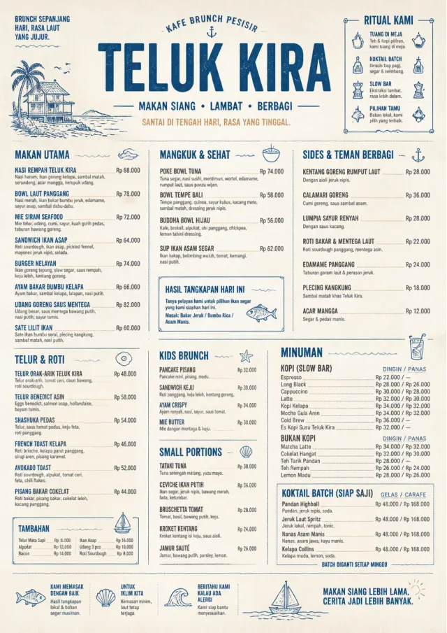 Coastal Midday brunch-menu menu template preview