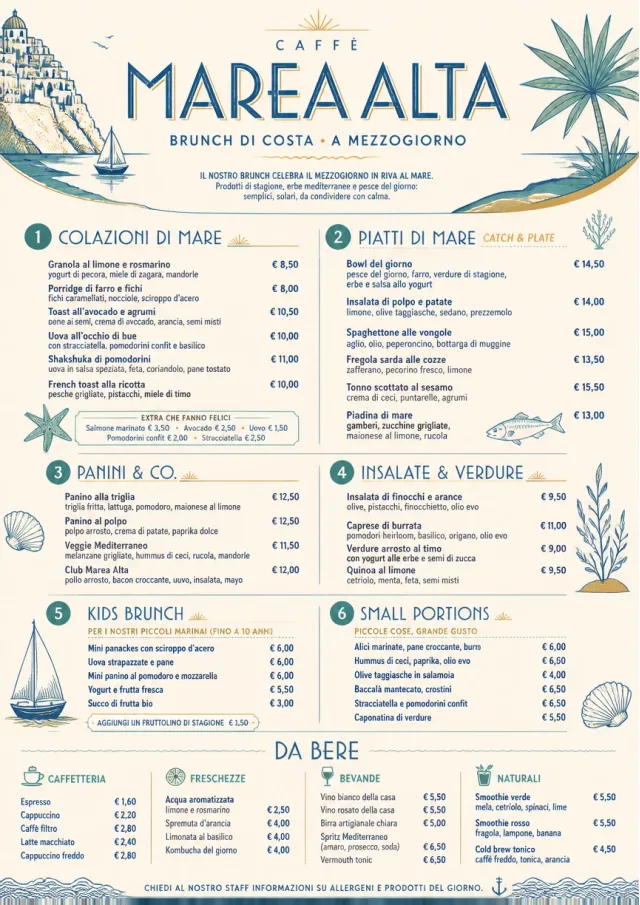 Coastal Midday brunch-menu menu template preview