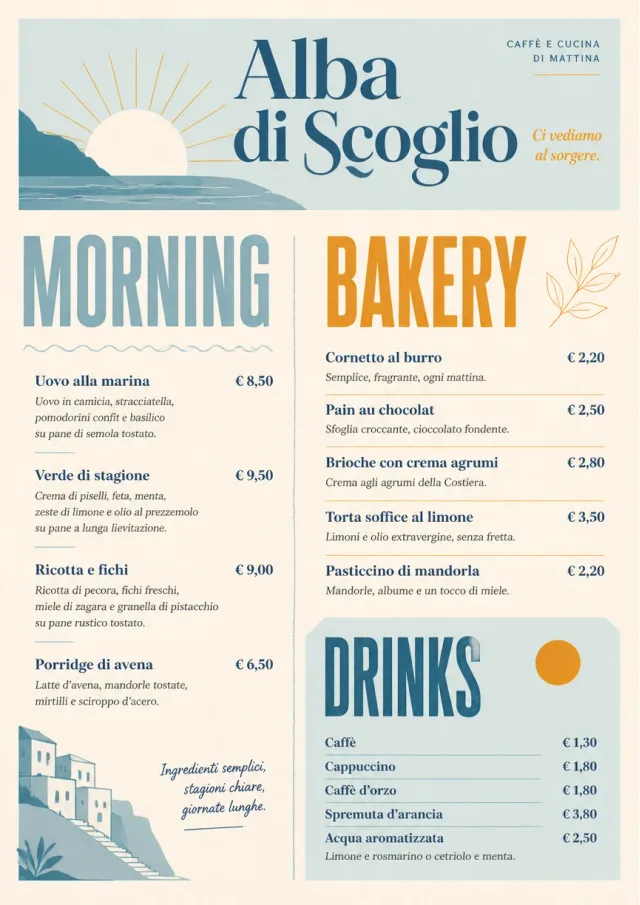 Sunrise Short Carte brunch-menu menu template preview