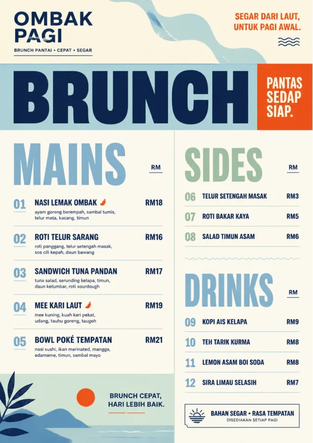 Counter Quick Board brunch-menu menu template preview