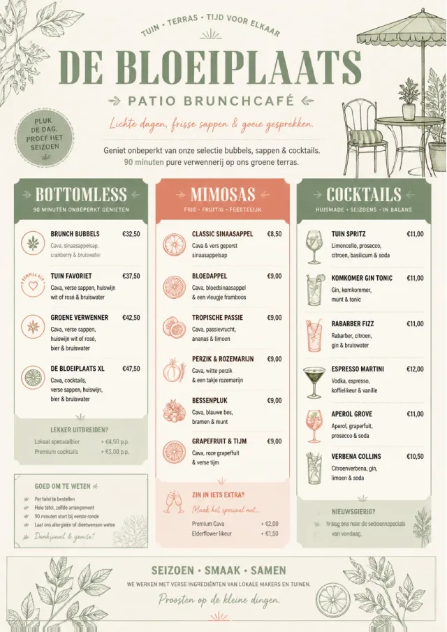 Garden Patio Day brunch-menu menu template preview