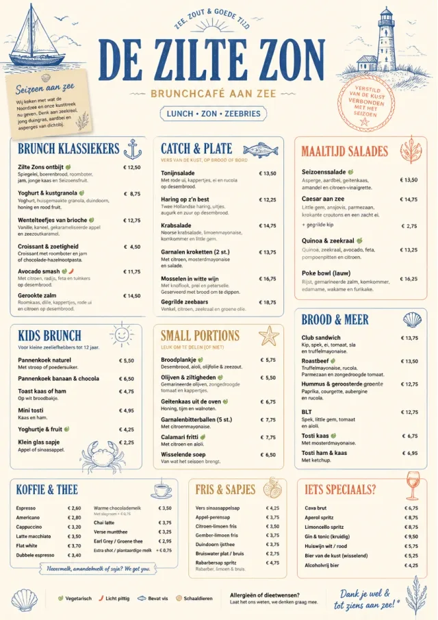 Coastal Midday brunch-menu menu template preview