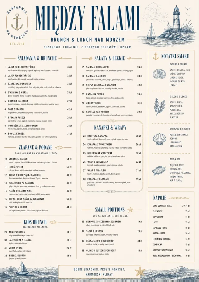 Coastal Midday brunch-menu menu template preview