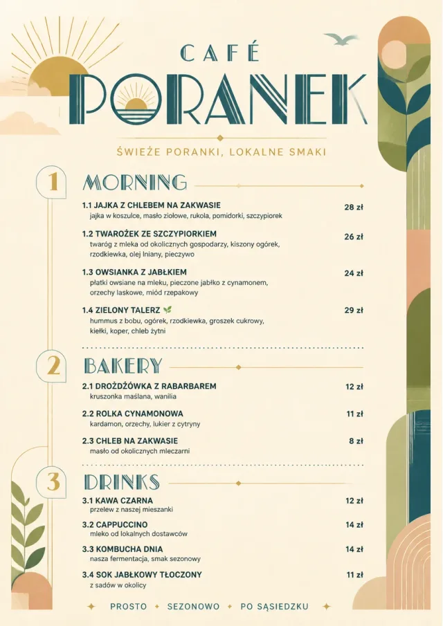 Sunrise Short Carte brunch-menu menu template preview