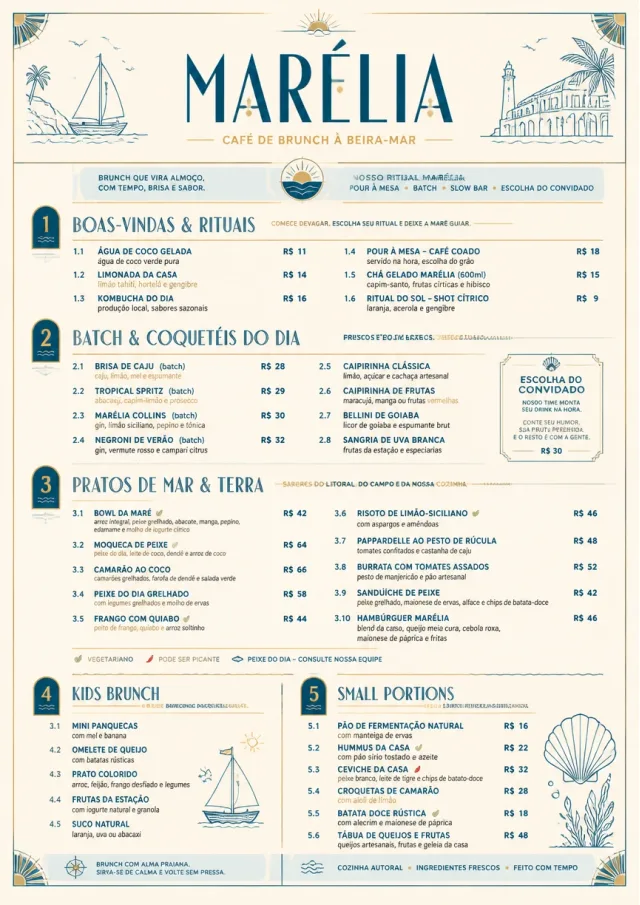 Coastal Midday brunch-menu menu template preview