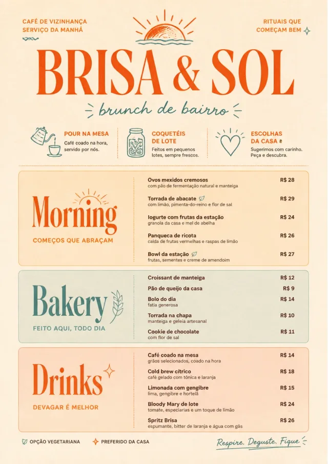 Sunrise Short Carte brunch-menu menu template preview