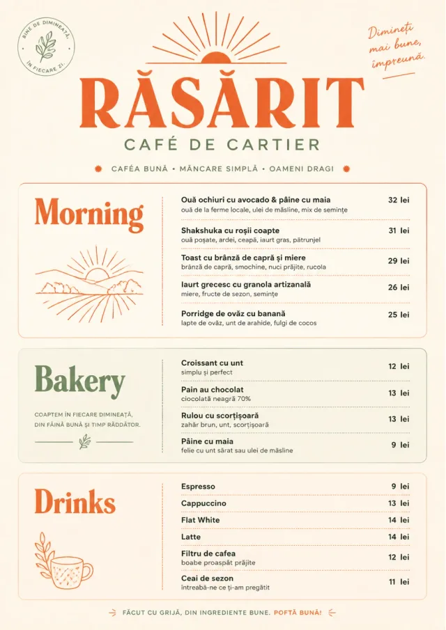 Sunrise Short Carte brunch-menu menu template preview
