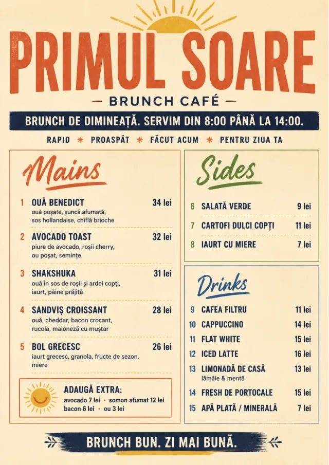 Counter Quick Board brunch-menu menu template preview