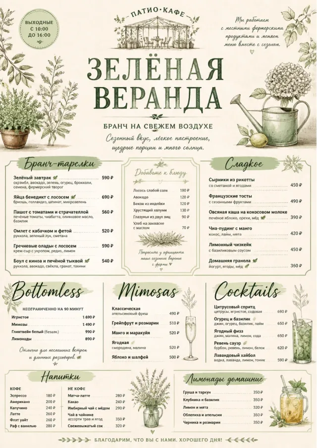 Garden Patio Day brunch-menu menu template preview