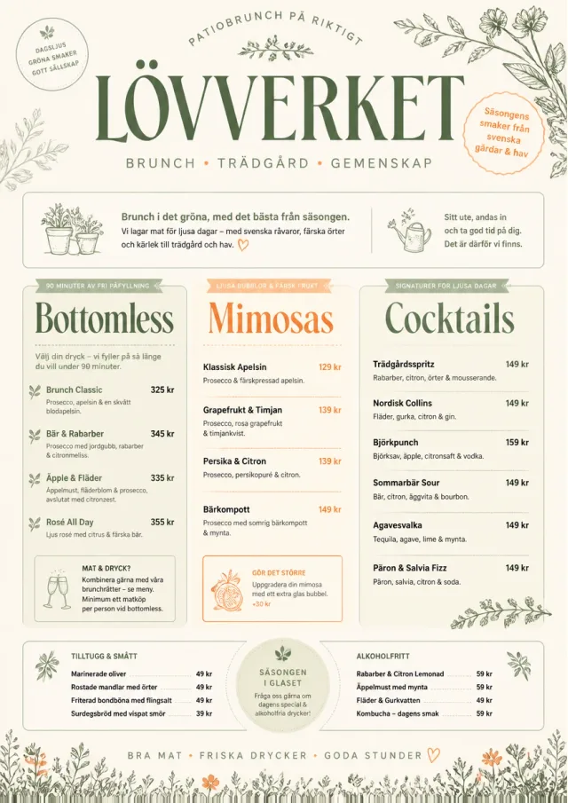 Garden Patio Day brunch-menu menu template preview
