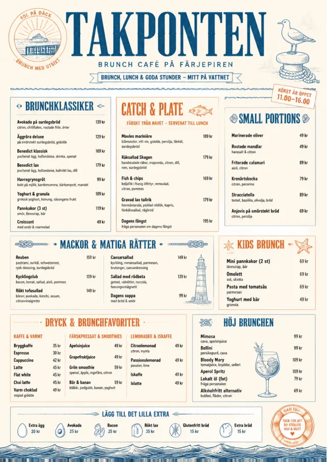 Coastal Midday brunch-menu menu template preview