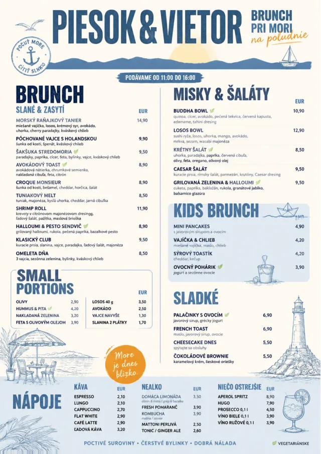 Coastal Midday brunch-menu menu template preview