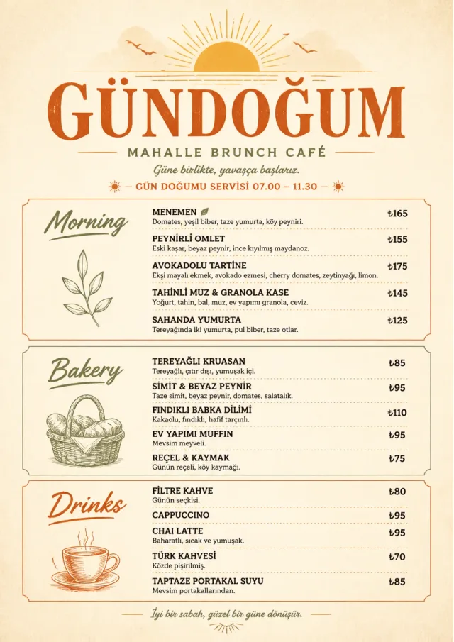 Sunrise Short Carte brunch-menu menu template preview