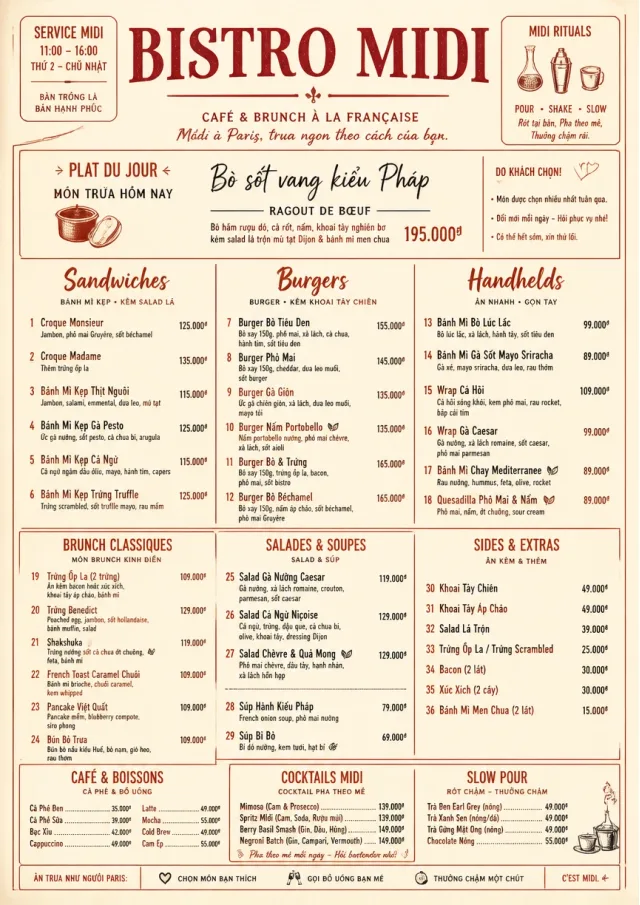 Bistro Midi brunch-menu menu template preview