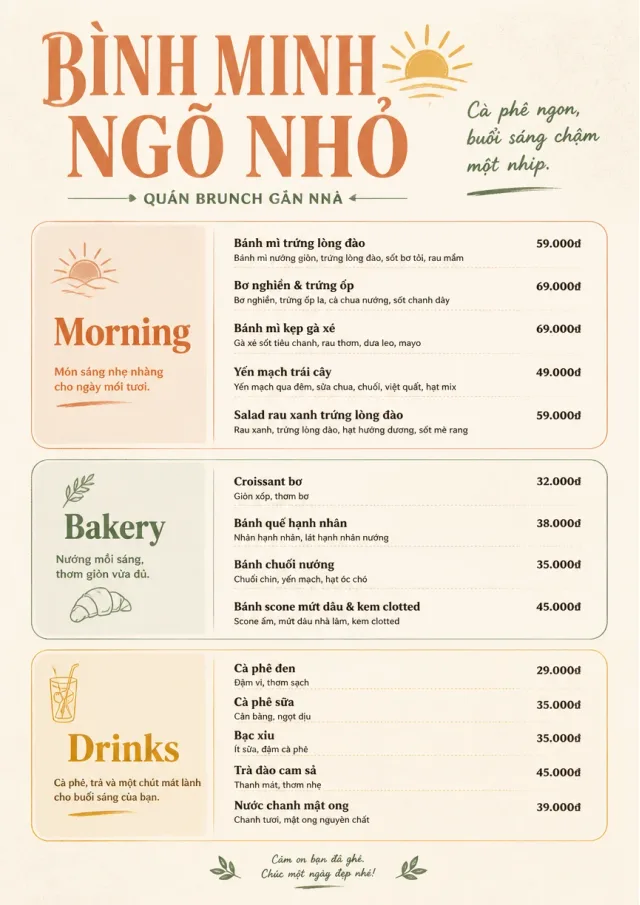 Sunrise Short Carte brunch-menu menu template preview