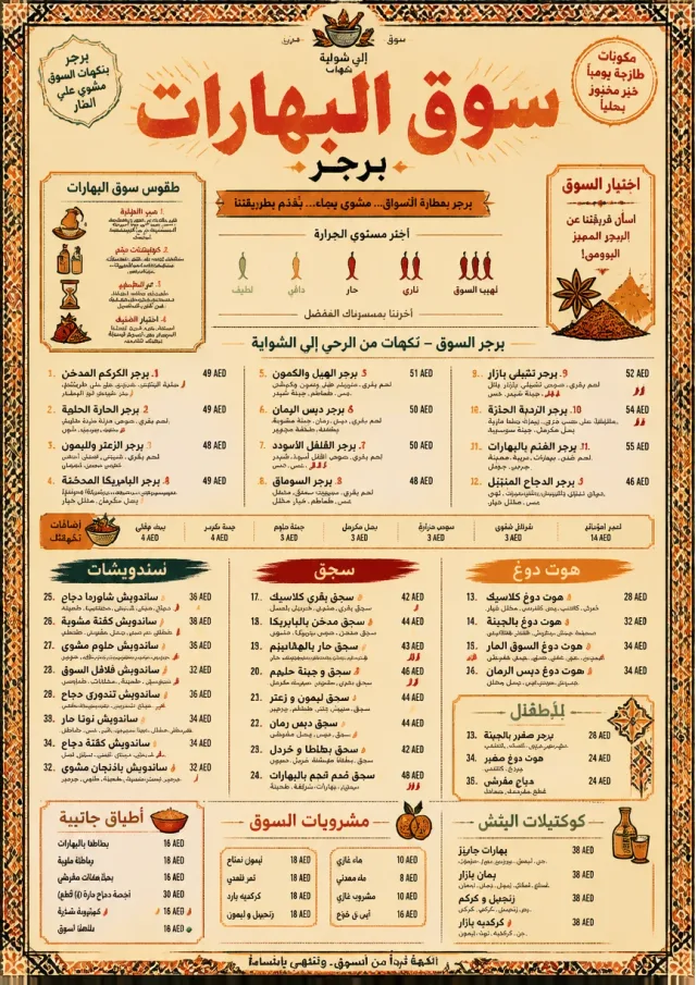Spice Market Bold burger-menu menu template preview