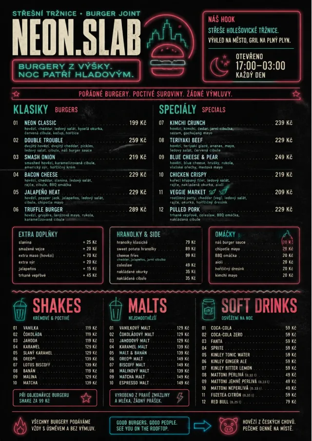 Night Market Neon burger-menu menu template preview