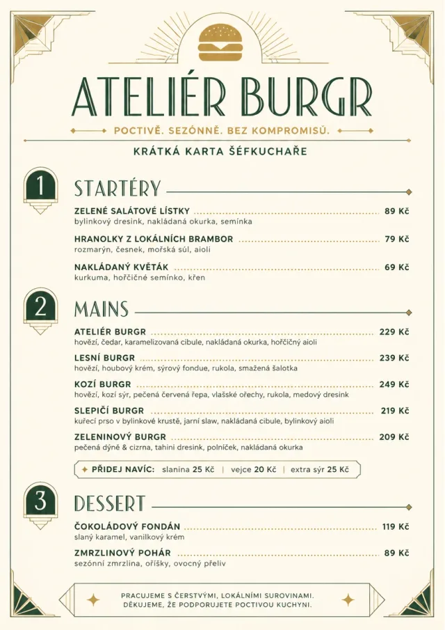 Chef Carte Brève burger-menu menu template preview
