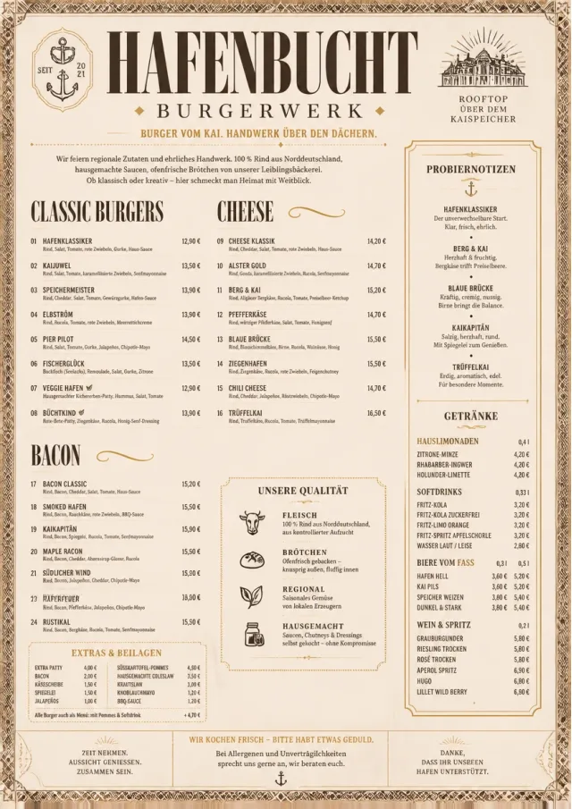 Heritage Tradition burger-menu menu template preview
