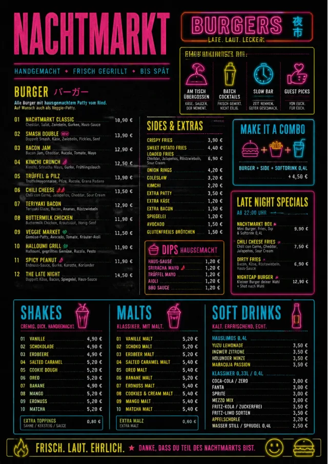 Night Market Neon burger-menu menu template preview