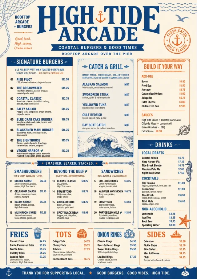Coastal Regional burger-menu menu template preview