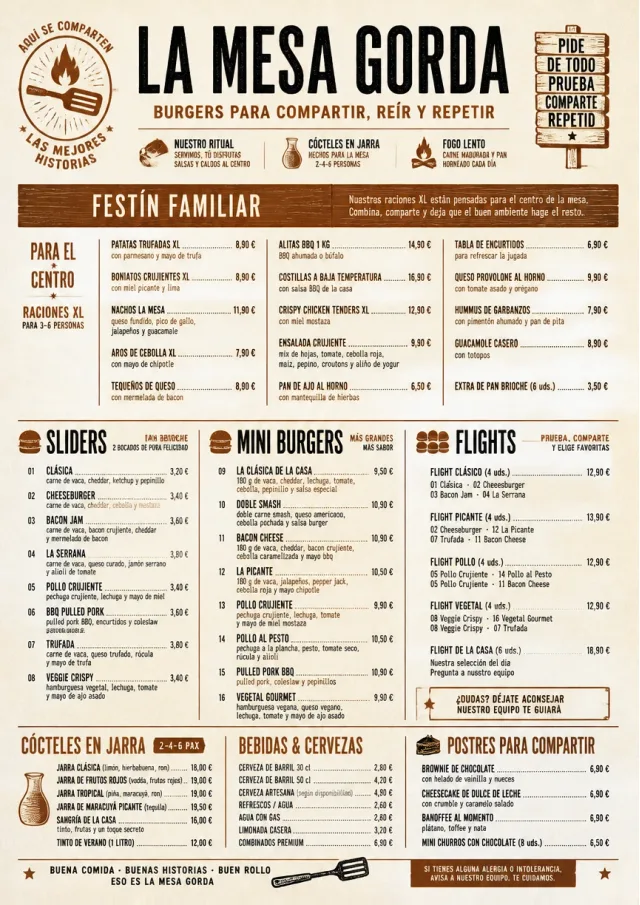 Family Style Feast burger-menu menu template preview