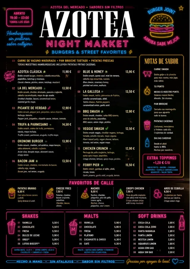 Night Market Neon burger-menu menu template preview