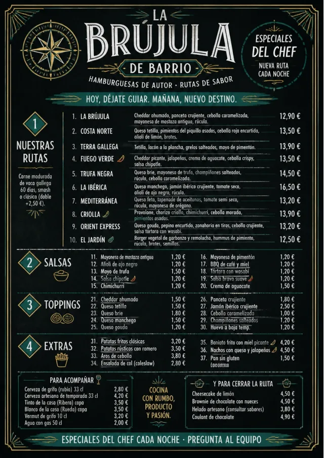 Chef Specials Board burger-menu menu template preview
