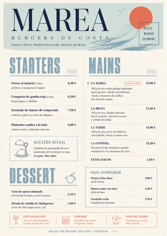 Chef Carte Brève burger-menu menu template preview