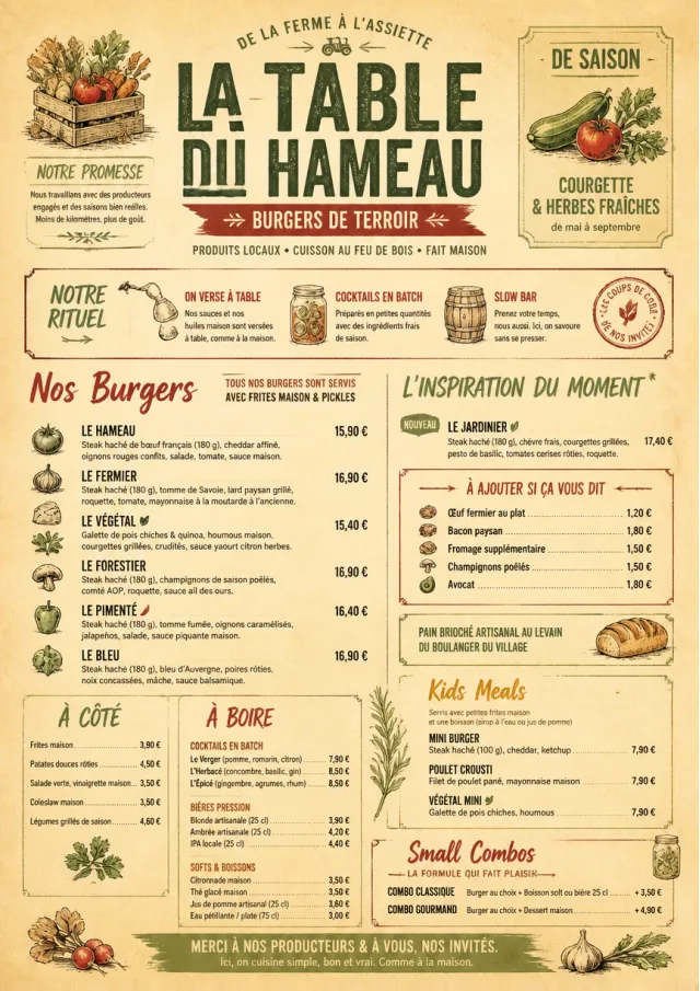 Farm Table Rustic burger-menu menu template preview