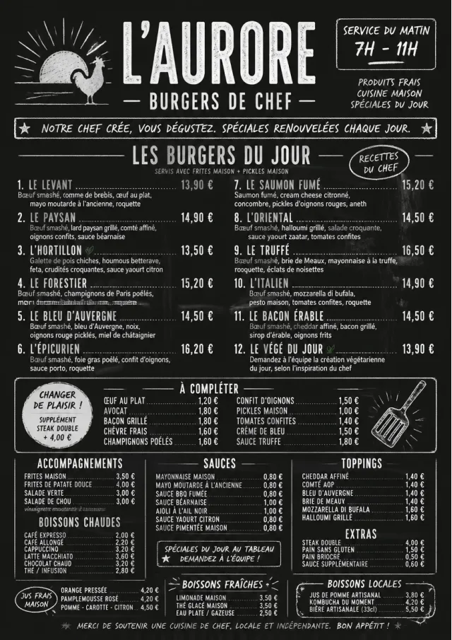 Chef Specials Board burger-menu menu template preview