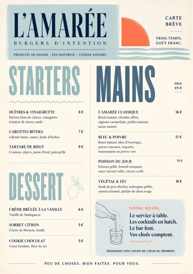 Chef Carte Brève burger-menu menu template preview