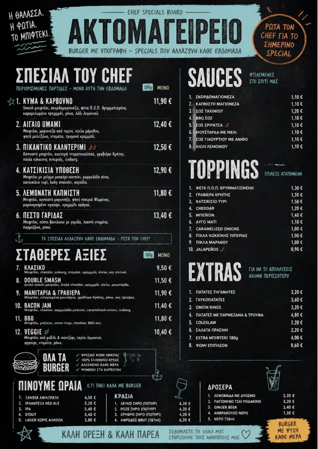 Chef Specials Board burger-menu menu template preview